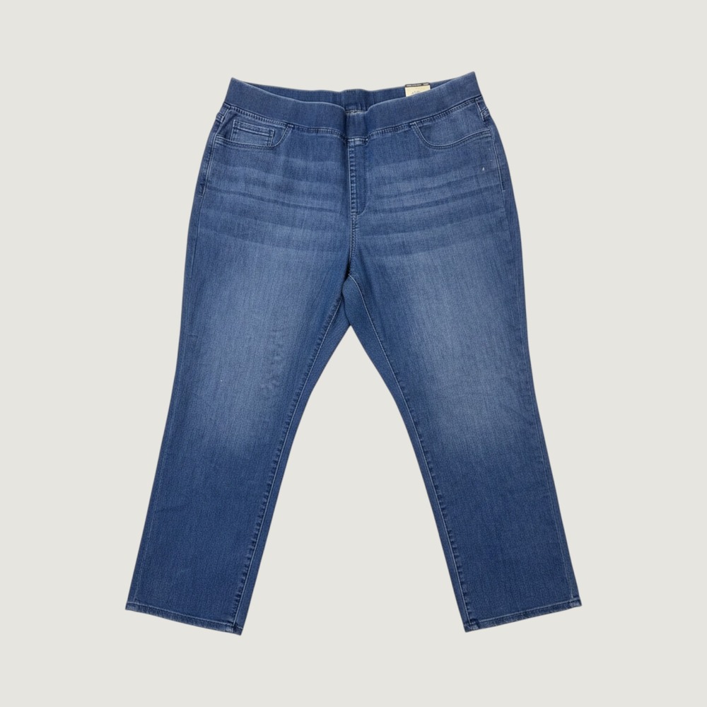 Talbots Sculpt Straight Jeans Womens 22W Blue Pull-On Slimming Denim New